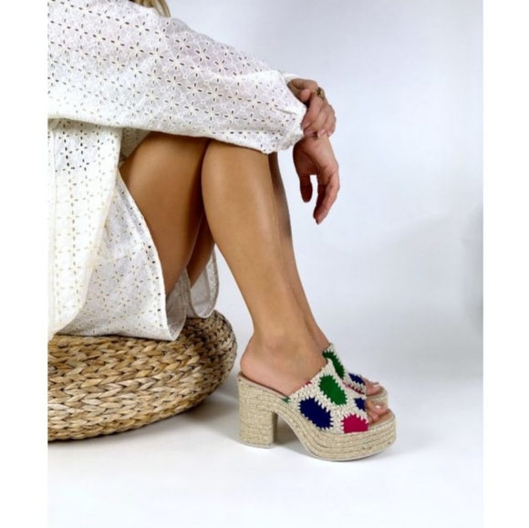 Gaimo Multi-Fuchsia Patchwork Wedge Espadrilles - Picture 6 of 6